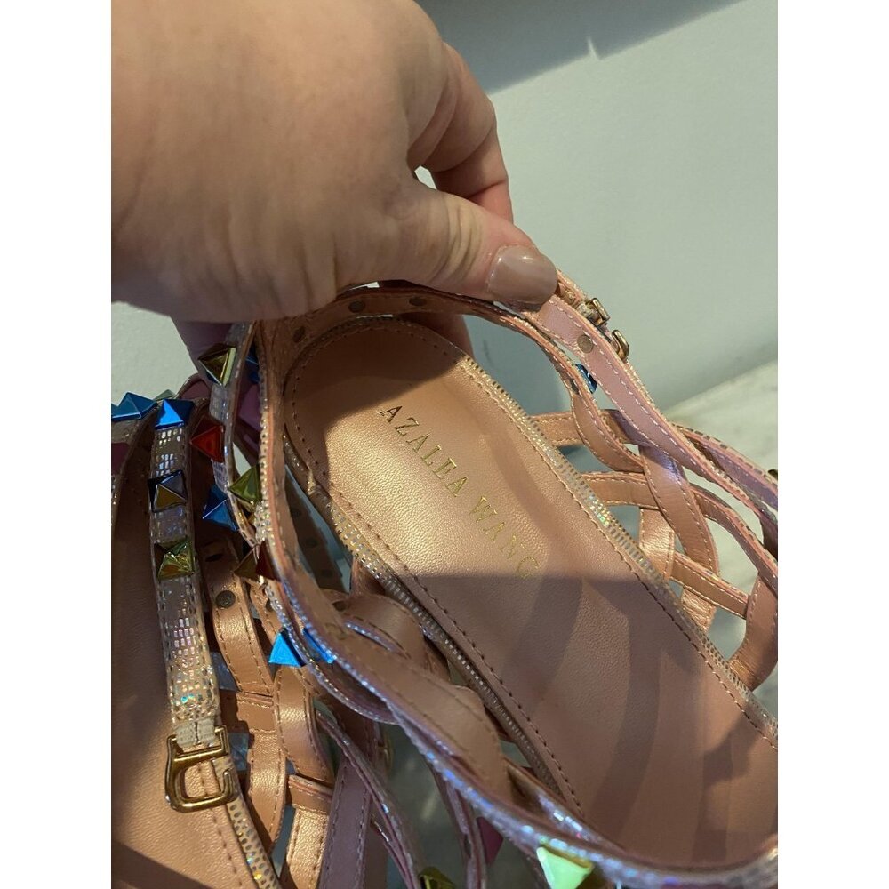 Azalea Wang Sugar High Shoes Womens Size 11 Platform Sandals Studded Holographic - Picture 4 of 7